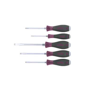 Wiha Csavarhúzó készlet MicroFinish® Lapos, Phillips, teljes hosszúságú hatlapú pengével és masszív acélsapkával, 5 részes (29138)