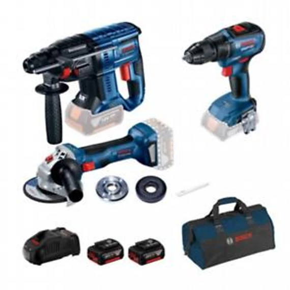 Bosch GBH180LI+GSR18V-50+GWS180LI+2x5.0+táska, 0615990M32