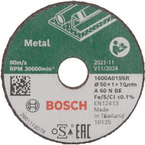 Bosch Fém vágótácsa 50x1x10mm (3db), 1600A01S5Y