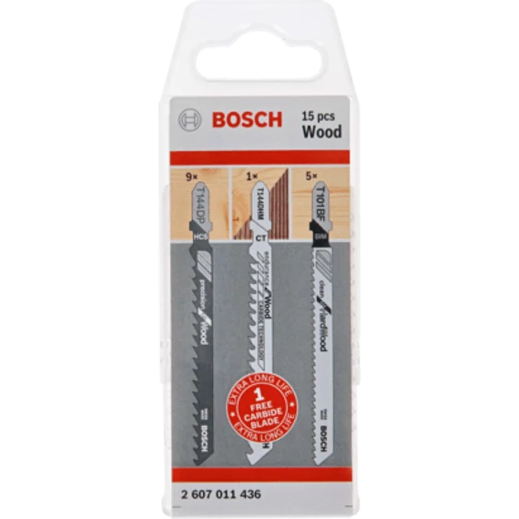 Bosch Szúrófűrészlapkészlet fához 15db+ kés, 2607011436