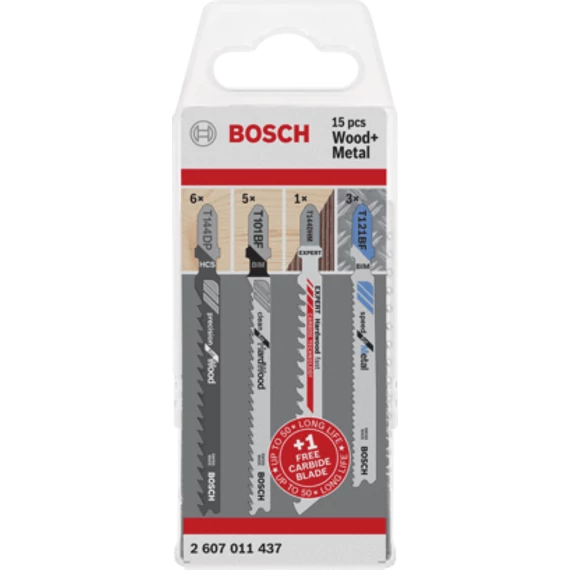 Bosch Szúrófűrészlap set fa&fém 15db+ kés, 2607011437