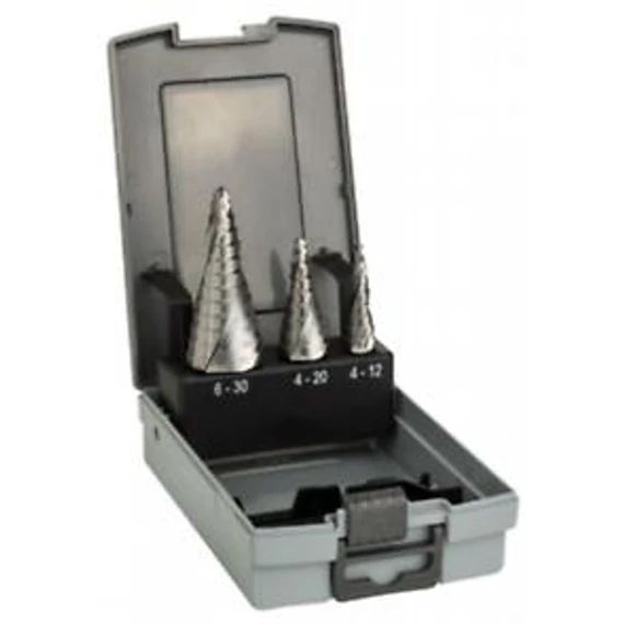 Bosch HSS lépcs.fúró kszl,3db,4-12,4-20,6-30mm, 2608587426