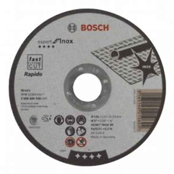 Bosch VÁGÓTÁRCSA RAPIDO EGYENES INOX 125X1MM, 2608600549