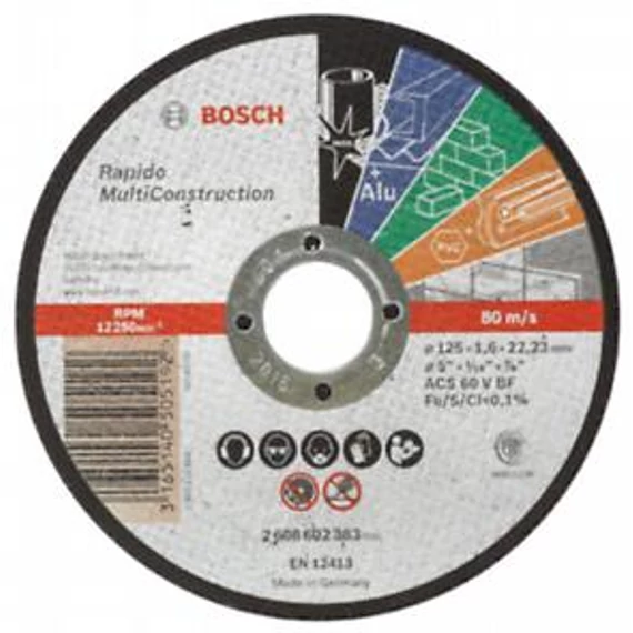 Bosch VÁGÓTÁRCSA RAPIDO MC 125x1.6x22.23MM, 2608602383
