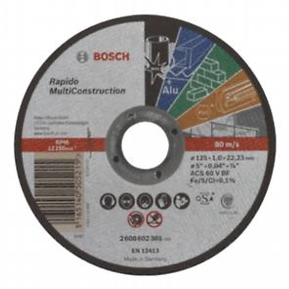Bosch VÁGÓTÁRCSA RAPIDO MC 125x1.0x22.23MM, 2608602385