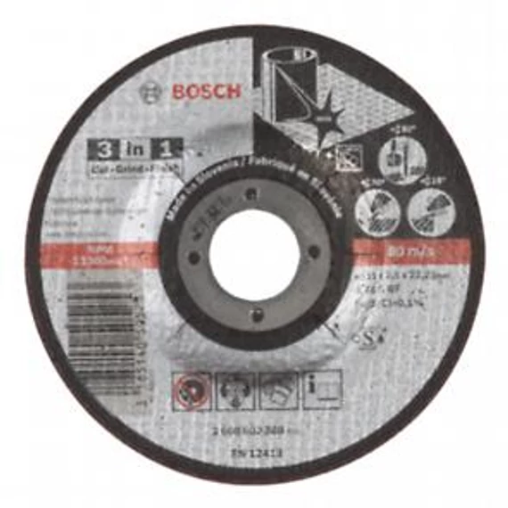 Bosch 3 in 1 VÁGÓTÁRCSA 115x2.5x22.23mm, 2608602388