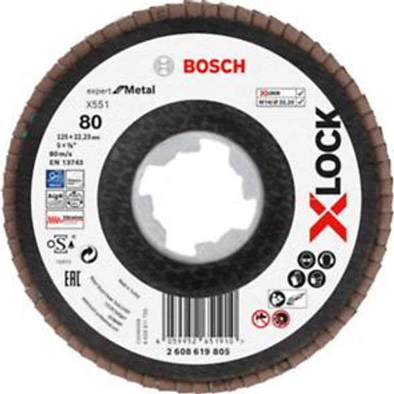 Bosch X-Lock X551 Legyezőtárcsa 125mmG80 kúpos, 2608619805