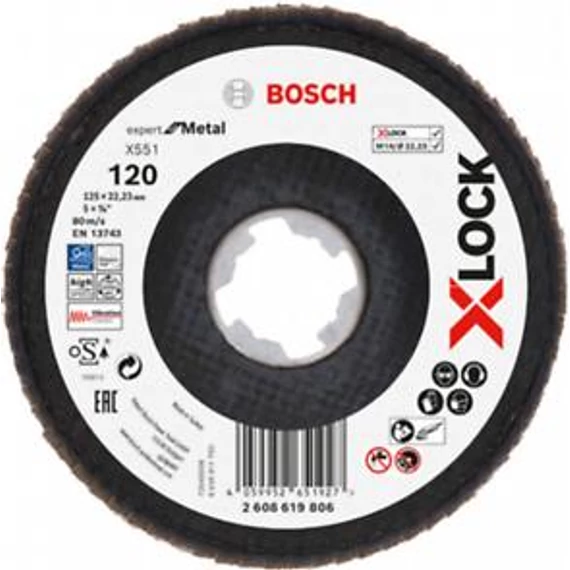 Bosch X-Lock X551 Legyezőtárcsa 125mmG120kúpos, 2608619806