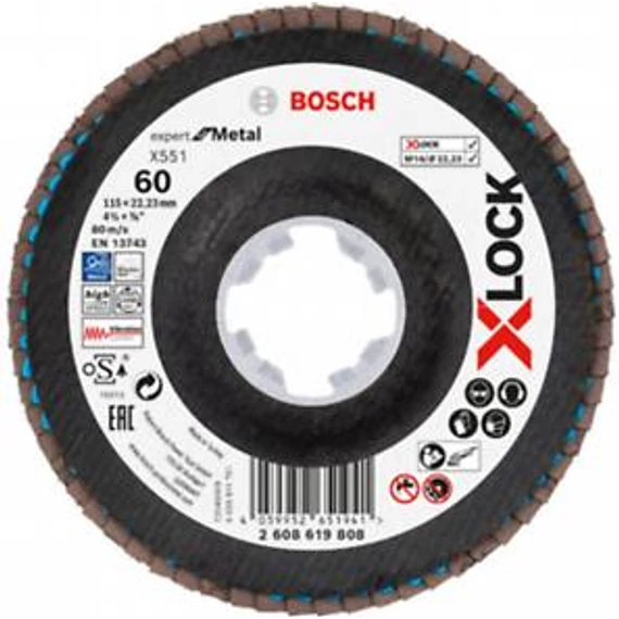Bosch X-Lock X551 Legyezőtárcsa 115mmG60 kúpos, 2608619808