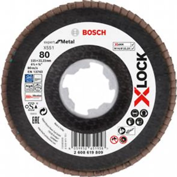 Bosch X-Lock X551 Legyezőtárcsa 115mmG80 kúpos, 2608619809