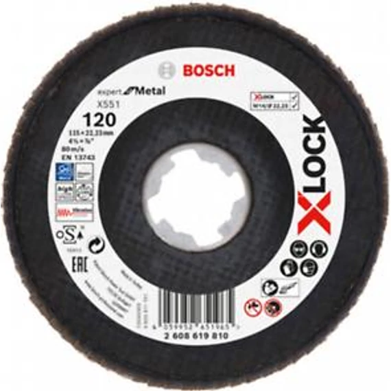 Bosch X-Lock X551 Legyezőtárcsa 115mmG120kúpos, 2608619810