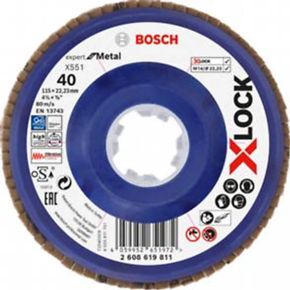 Bosch X-Lock X551 Legyezőt. 115mm G40 egyenes, 2608619811