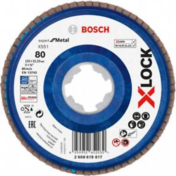 Bosch X-Lock X551 Legyezőt. 125mm G80 egyenes, 2608619817