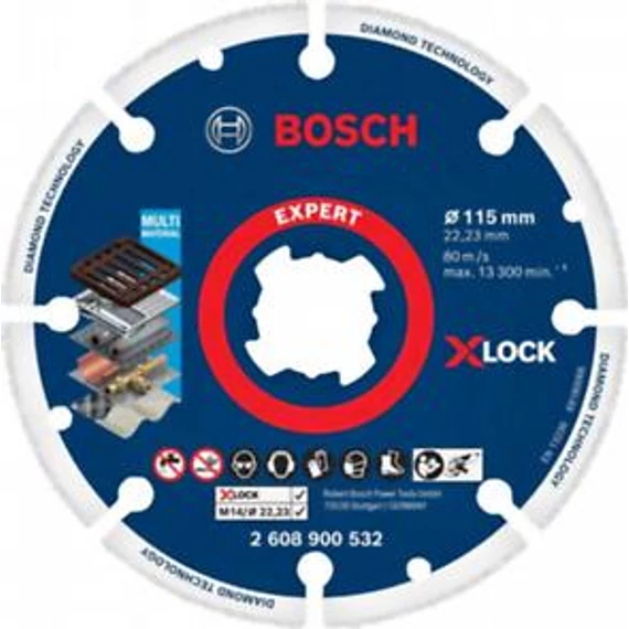 Bosch X-LOCK fémvágó gyémánttárcsa 115x22.23mm, 2608900532