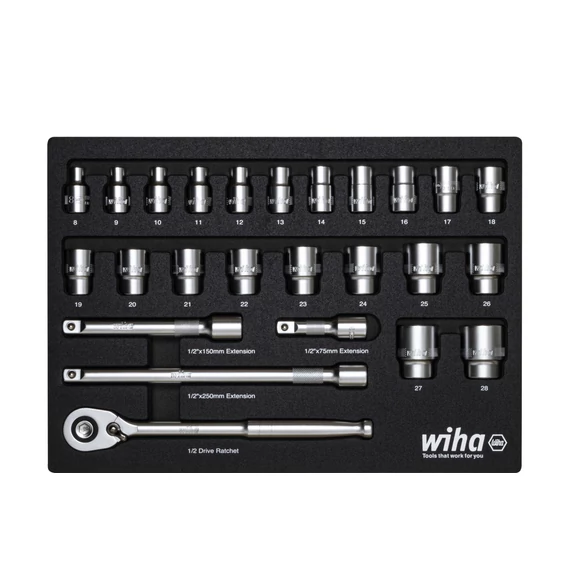 Wiha Racsnis kulcskészlet 1/2"  26 részes, habbetéttel (44740)