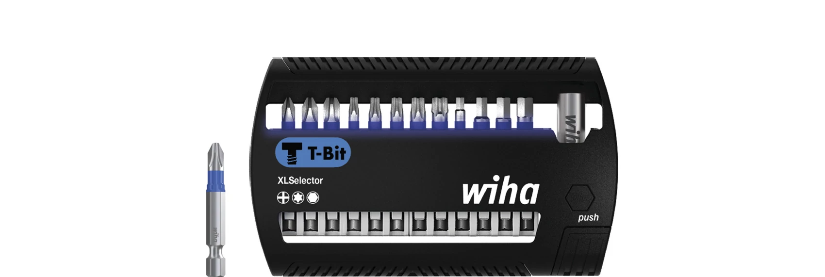 Wiha XLSelector T-bit 50 mm bitkészlet Phillips, TORX®, hatlapú 14 részes 1/4